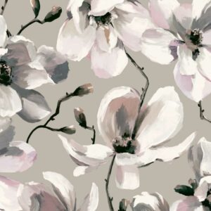 magnolia harmaa kukkatapetti